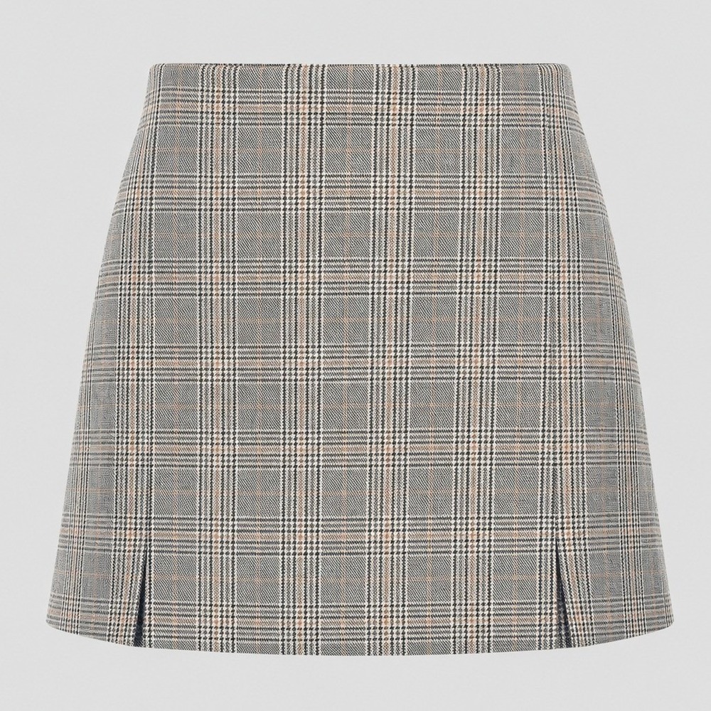 Vintage John Galt Plaid Mini Skirt Gray Check Preppy Y2K Schoolgirl Women's XS